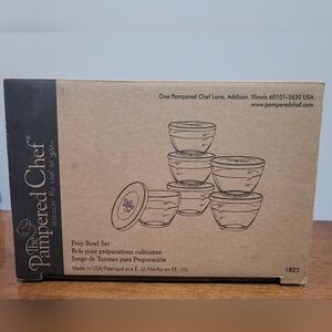 New Set of 6 Pampered Chef 1 Cup Prep Bowls with White Lids